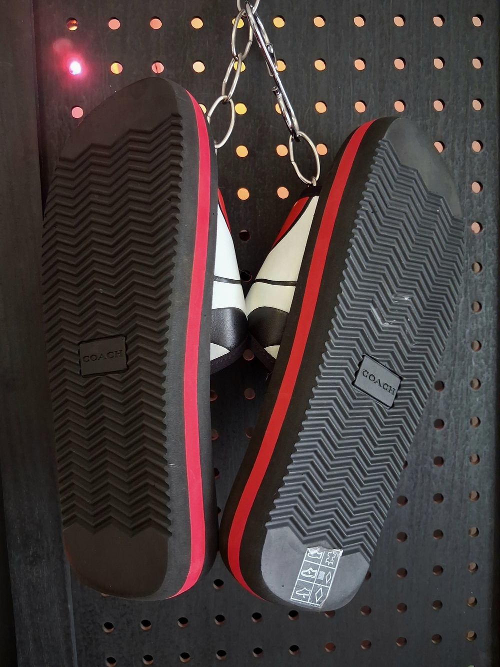 Coach Men’s Slide Sandals in Black, Red & White - Picture 2 of 2